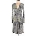 Jean Paul Berlin Casual Dress - Wrap Plunge Long Sleeve: Gray Print Dresses - New - Women's Size 38
