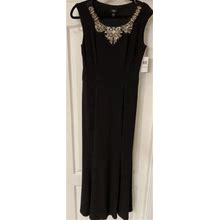 Msk Black Jeweled Maxi Dress Sz 8