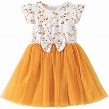 Summer Dresses For Girls Toddler Fly Sleeve Floral Prints Princess Dress Dance Party Dresses Clothes For 3-4 Years