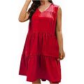Hot6sl Dresses For Women 2024, Women's Fashion Solid Color Sleeveless V-Neck Summer Casual Beach Dress Hot6sl21116006