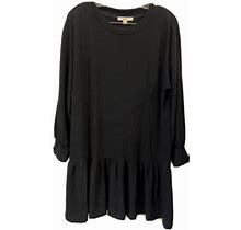 Haani Sweater Dress Black Size Medium Petite Midi Long Sleeve Ruffle