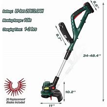 20V Cordless String Trimmer/Edger, 10" Cutting Path, Charger Included - Green