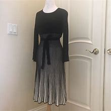 New Directions Dresses | Nwot New Directions Black/ Cream Belted Knit Dress | Color: Black/Cream | Size: M