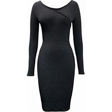 Dress The Population Women's Zaria Ribbed Surplice Dress - Black - Size XS