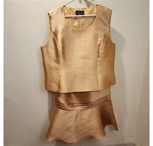 Terramina Skirts | Terranina Collection New York Satin Mustard Plus Size Skirt And Top Set Size 20 | Color: Yellow | Size: 20