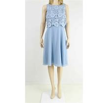 Branded Women's Pale Blue Lace Midi Fit & Flare Short Formal Dress UK 10 EU 38