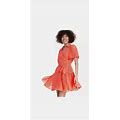 Alexis For Target Orange Floral Flutter Sleeve Pleated Wrap Dress Size