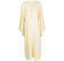 Bambah - Striped Tie-Fastening Kaftan Dress - Women - Viscose/Cotton - One Size - Yellow