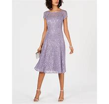 Sl Fashions Sequined Lace Midi Dress - Mystic Heather - Size 14