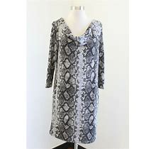 Michael Kors Gray Brown Draped Neck Snakeskin Print Knit Dress Size M