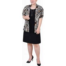Ny Collection Plus Size 2 Piece Dress Set - Brown Paisley