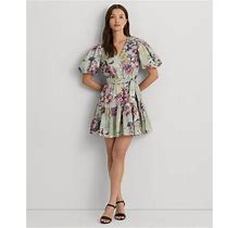 Lauren Ralph Lauren Women's Floral Cotton Voile Puff-Sleeve Dress - Soft Laurel Multi - Size 8