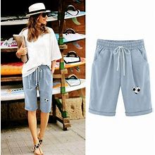 Sentuca Women Cotton Linen Casual Shorts Elastic Waist Drawstring 5-Inch Shorts