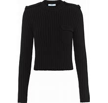 Prada Wool And Cashmere Crew-Neck Sweater, Women, Black, Size 40