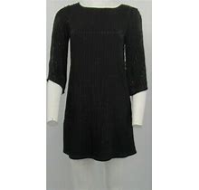 Alice + Olivia Dresses | Nwd Alice + Olivia Scoop Women's Silk Beaded 3/4 Sleeve Shift Dress Black Size S | Color: Black | Size: S