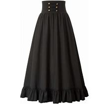 Scarlet Darkness Women Maxi Skirt Victorian Vintage High Waist Long Skirt