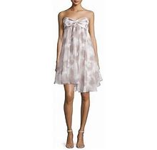 Halston Heritage Strapless Flowy Mini Cocktail Dress, Mist/White, Size