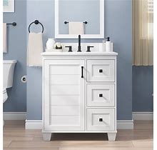 Allen + Roth Rigsby 30-In White Undermount Single Sink Bathroom Vanity With White Engineered Marble Top | LWS30GBV