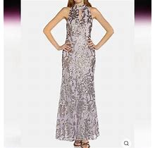 Adrianna Papell Petites Womens Cutout Maxi Evening Dress Lavender Haze