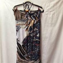 Shui Si Qing Dresses | Shui Si Qing Beaded Maxi Dress Tye Neck Size Xl | Color: Black/Brown | Size: Xl