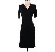 INC International Concepts Casual Dress - Sheath V-Neck 3/4 Sleeve: Black Dresses - Women's Size Small Petite