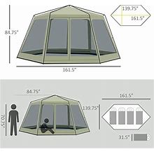 Outsunny 8-10 Person Screen House Room Instant Camping Canopy, Wind Resistant Hexagon Design Screen Shelter Family Tent, And Screened Mesh For Hiking