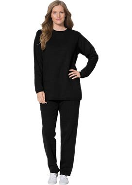Plus Size Women's Fleece Sweatshirt Set By Woman Within In Black (Size 4X) Sweatsuit