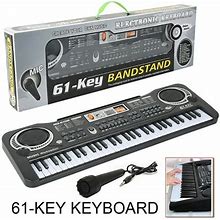 Mtfun 61 Key Keyboard Piano, Digital Electronic Musical Keyboard, For Beginner Electric Piano Keyboard Set With USB Cable, Microphone - Black