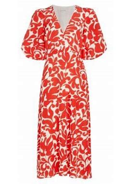 Rhode Women's Ina Filigree Midi-Dress - Red Caspian Lagoon Grande - Size 0