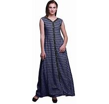 Bimba Geometric Ladies Printed Front Slit Sleeveless Maxi Summer Long Casual Dress-X-Small