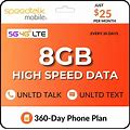 $25/Mospeedtalk Prepaid SIM Card Unlimited Talk Text 8GB Data Smart Phone Plan