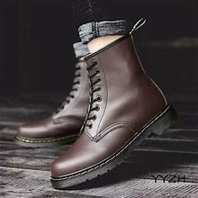 Mens Faux Leather Mid Calf Boots Ankle Bootie High Top Flats Riding
