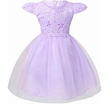 Ranrann Infant Baby Girls Dress Cap Sleeveless Beaded Embroidered High-Low Hem Wedding Party Dress Pageant Ball Gown Lavender 9-12 Months