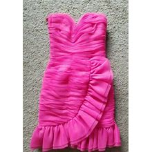 Vintage"Julie Duroche" Made In Usa Bodycon Strapless Hot Pink Dress