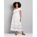 Plus Size One-Shoulder Ruffle-Hem Maxi Dress | Size: 22 | Color: White | Lane Bryant