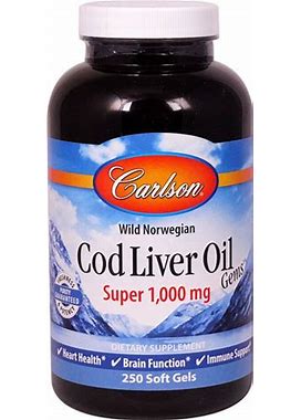 Carlson Cod Liver Oil Gems Super 1000 Mg - 250 Softgels