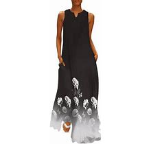 Ehqjnj Petite Dresses For Women 2024 Fashion Maxi Dress For Women Summer Women Casual Loose Elegant Long Dress Sleeveless Split Beach Dresses Black Ho