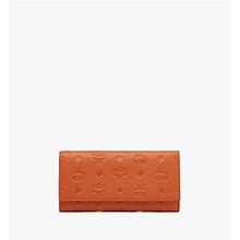 MCM Aren Continental Wallet In Embossed Monogram Leather - Orange - Wallets Size LRG
