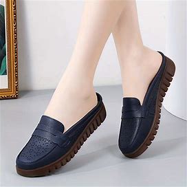 Women's Hollow Out Mules, Solid Color Soft Sole Slip On Flat Shoes, Casual Walking Shoes,Blue,Reliable Choice,Temu