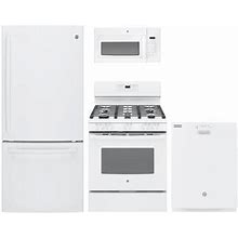 Ge Piece Kitchen Appliances Package With Gde21egkww 30" Freestanding Refrigerator Jb655dkww 30" Gas Range Jvm3160dfww 30" Over The Range Microwave Siz
