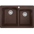 Franke Ellipse 33.0-In. X 22.0-In. Mocha Granite Dual Mount Double Bowl Kitchen Sink