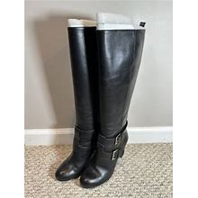 Nine West Skylight Knee High Leather Boots Black Size 7 m