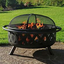 Ultimate Patio Crossweave 36 Inch Round Steel Wood Burning Fire Pit In Black By - UP-NB-612259BLK