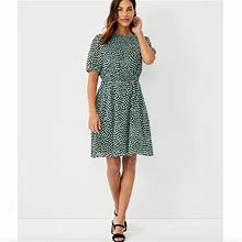 Ann Taylor Dresses | Ann Taylor Dotted Blossom Smocked Flare Dress Black & Green Size 2 | Color: Black/Green | Size: 2
