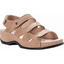 Propet Leather Slingback Comfort Sandals - Kara, Size 6-1/2 WW, Bisque