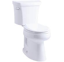 Kohler K-3979-RA 1.6 GPF Comfort Height Elongated Two-Piece Toilet With 12" Rough In And Right Hand Trip Lever From The Highline Collection White