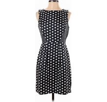 Kachel Casual Dress - Shift Boatneck Sleeveless: Black Polka Dots Dresses - Women's Size 4 Petite