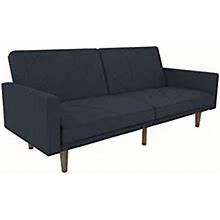 DHP Paxson Convertible Futon Couch Bed With Linen Upholstery And Wood Legs - Navy Blue, Modern/Contemporary