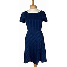 Tahari Dresses | Tahari Stripped Fit And Flare Dress Navy Size 4 | Color: Blue | Size: 4