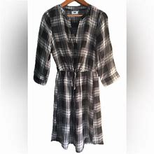 Old Navy Dresses | 2 For $10Old Navy Sheer Plaid Dress | Color: Black/Gray | Size: M